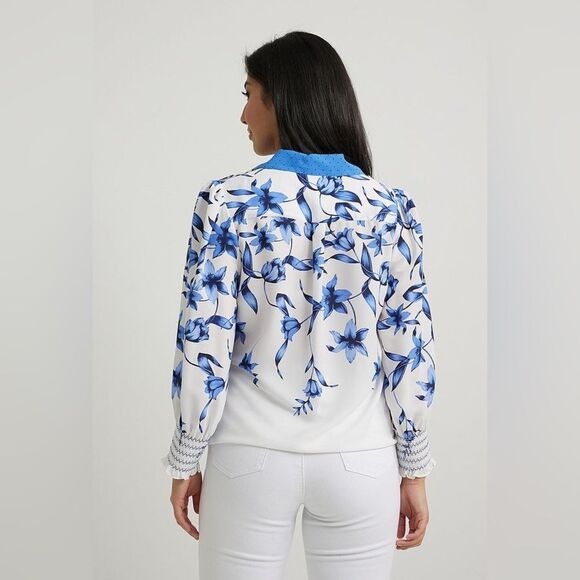 NEW Joseph Ribkoff Floral & Dot Blouse Style 222209 Size 12 - Picture 9 of 14